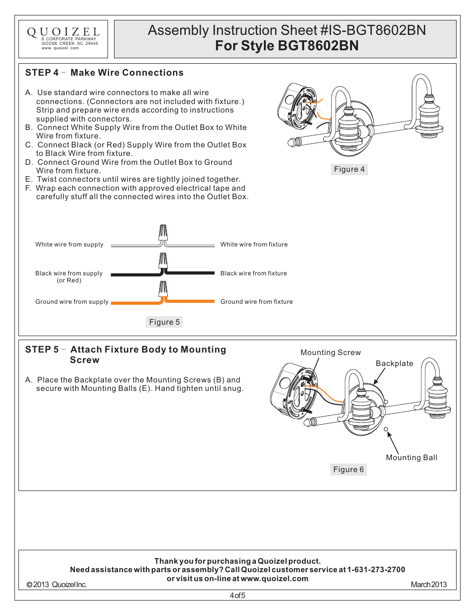 Quoizel BGT8602BN Broadgate User Manual | Page 4 / 5