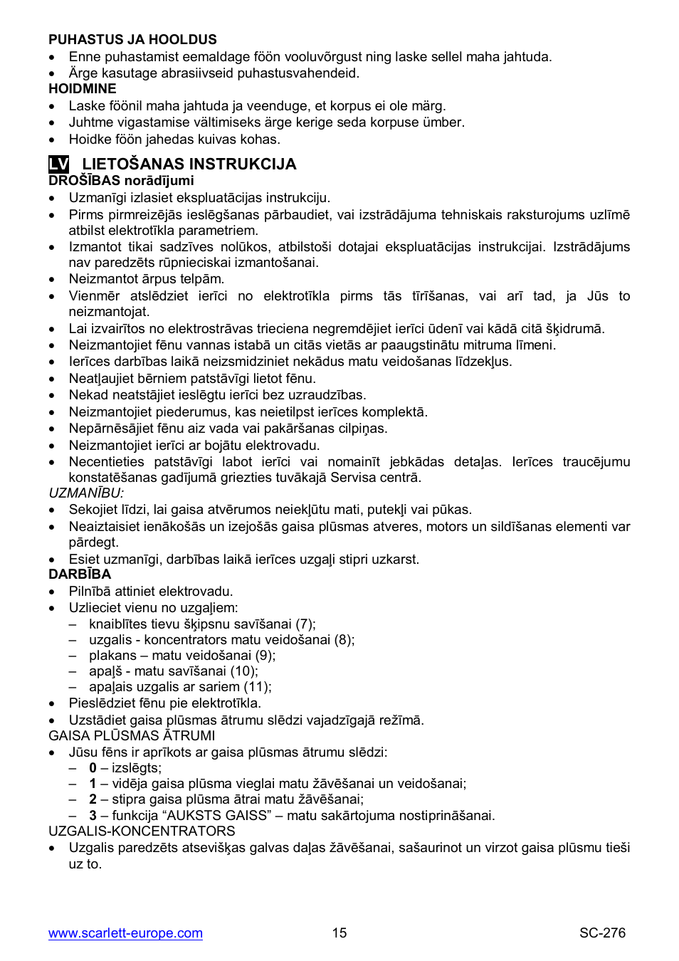 Scarlett SC-276 User Manual | Page 15 / 22