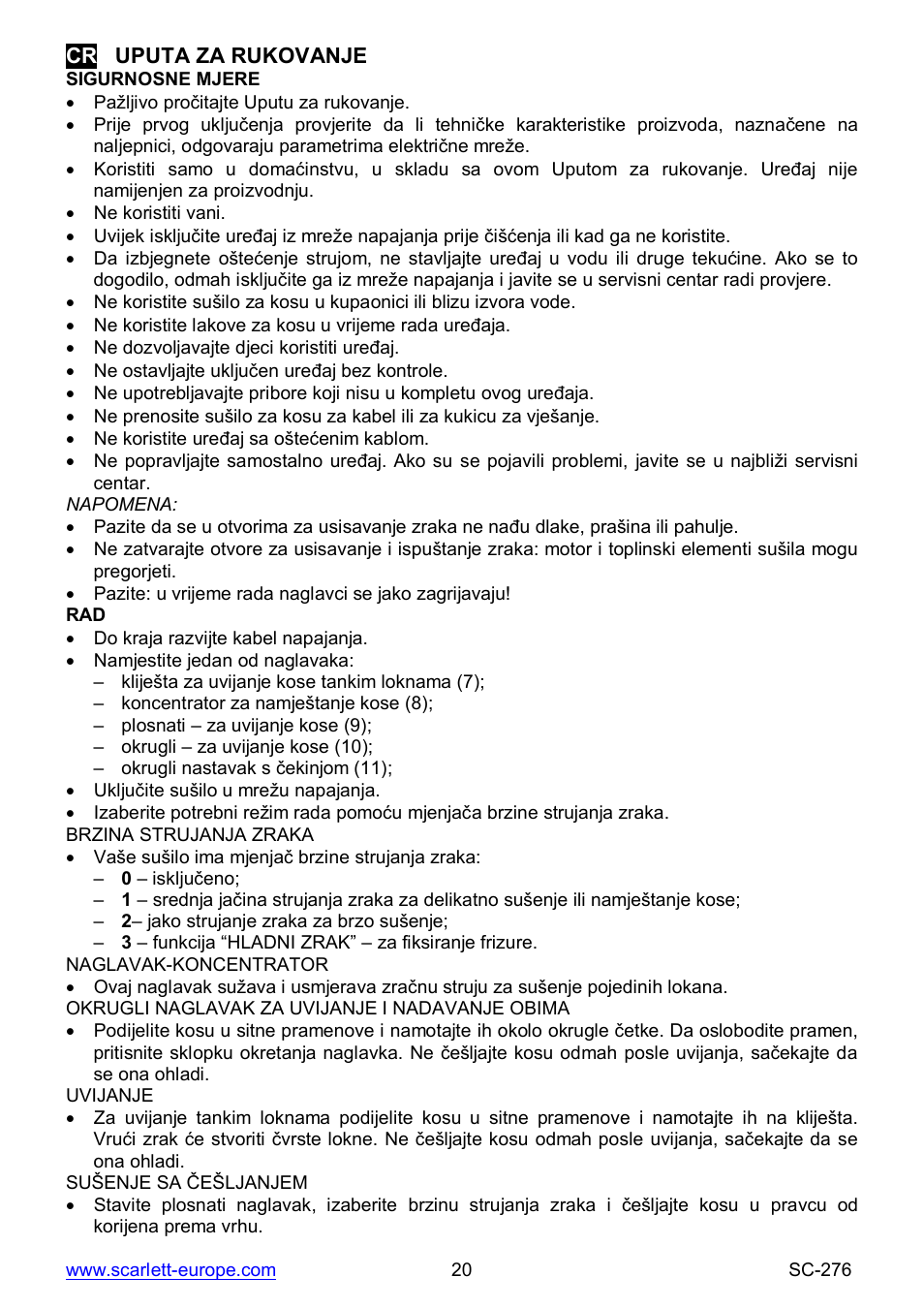 Scarlett SC-276 User Manual | Page 20 / 22