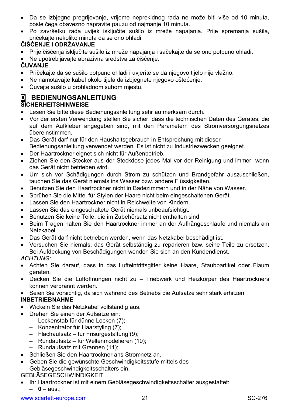 Scarlett SC-276 User Manual | Page 21 / 22