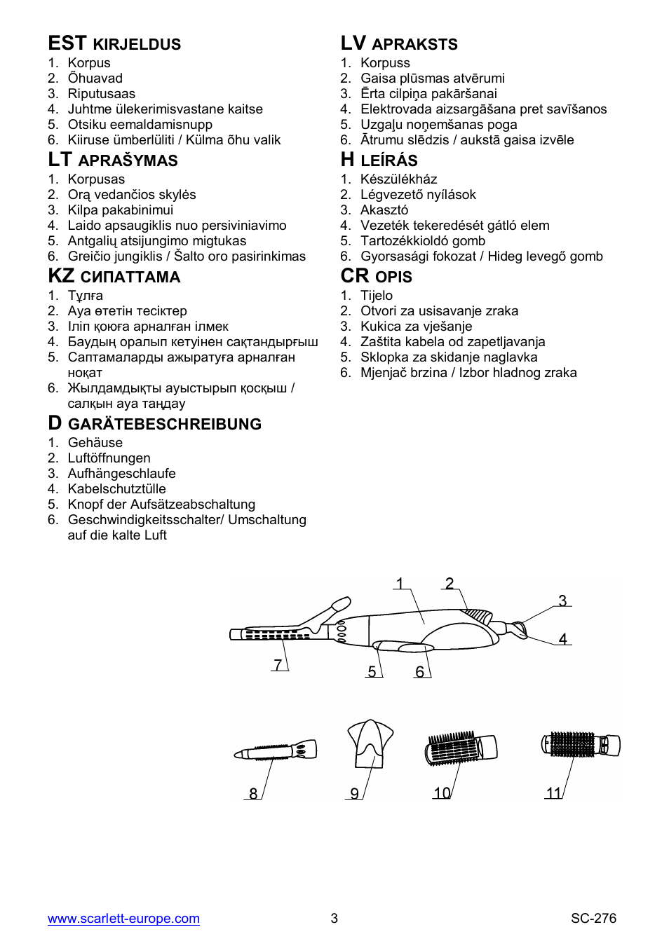 Kz cr | Scarlett SC-276 User Manual | Page 3 / 22