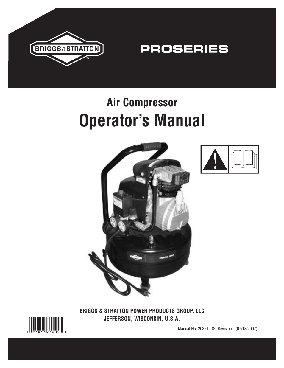Briggs & Stratton Proseries User Manual | 60 pages