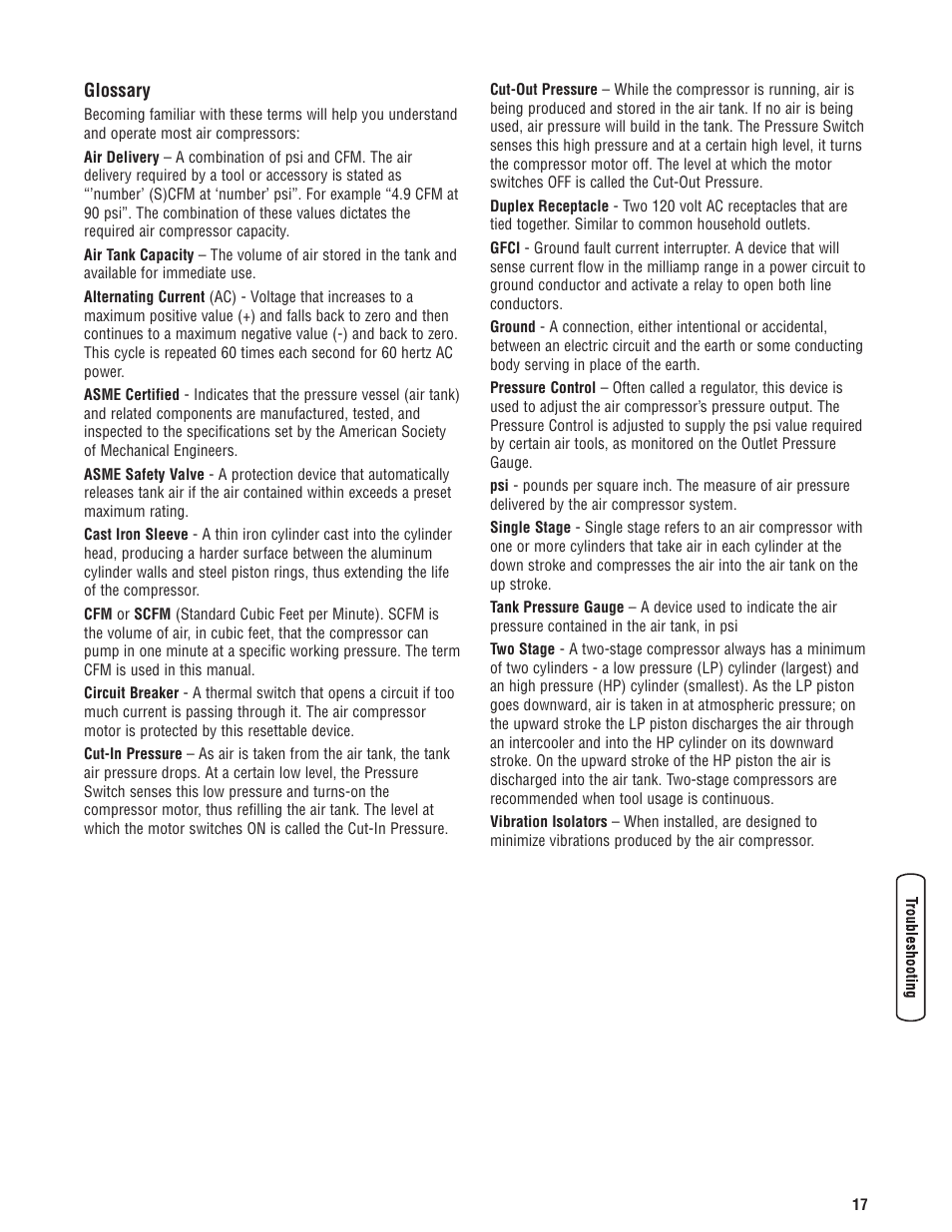 Glossary | Briggs & Stratton Proseries User Manual | Page 17 / 60