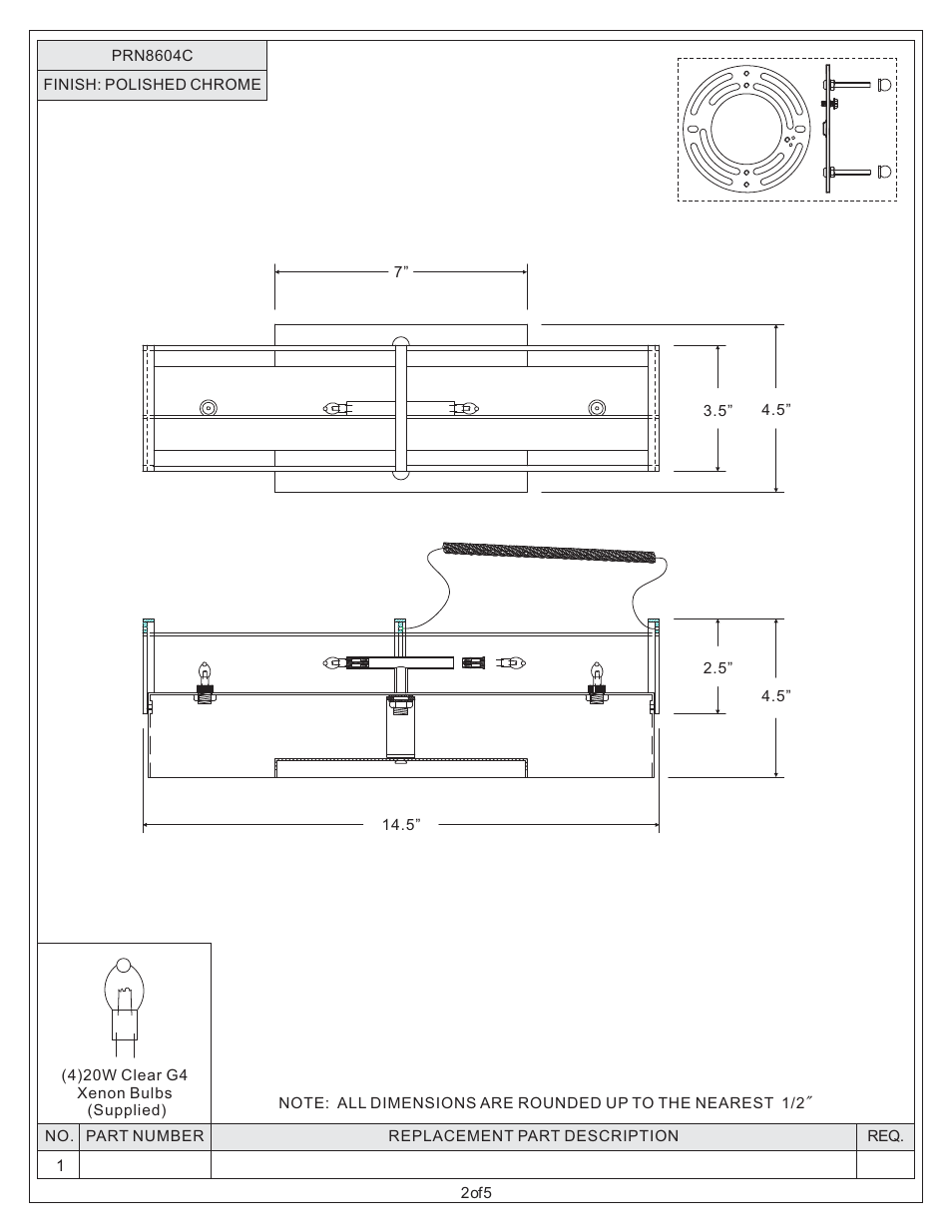 Quoizel PRN8604C Paragon User Manual | Page 2 / 5