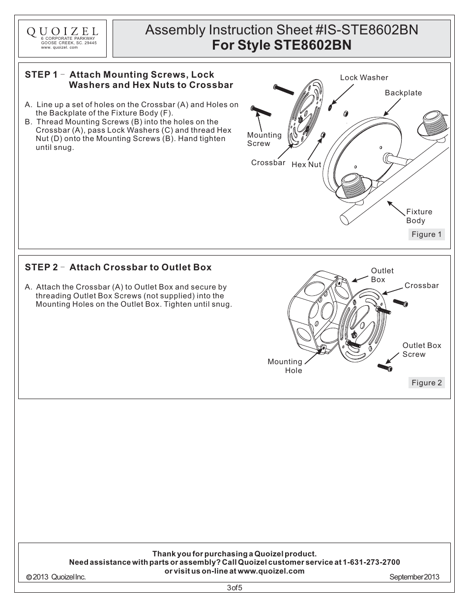 Quoizel STE8602BN Stowe User Manual | Page 3 / 5