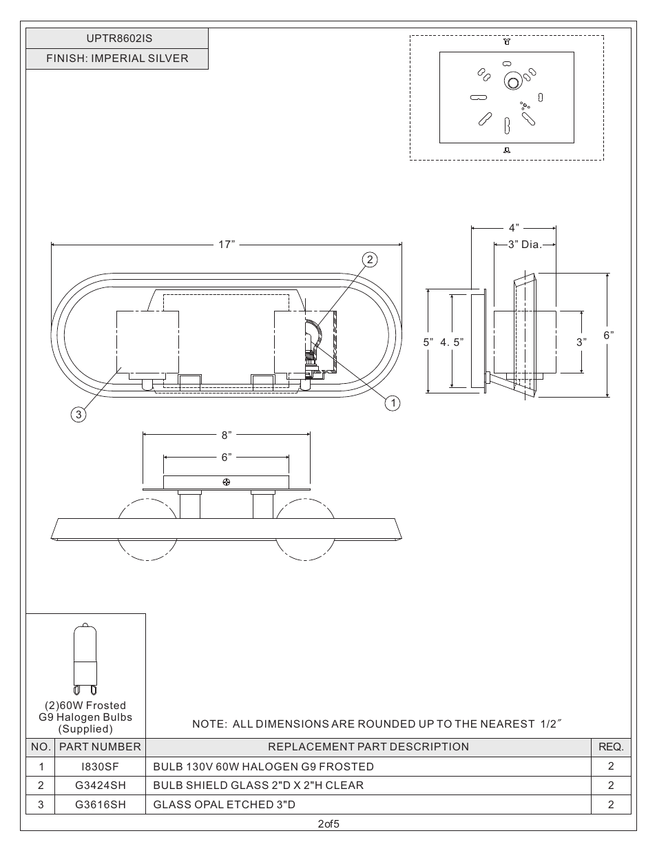 Quoizel UPTR8602IS Uptown Theater Row User Manual | Page 2 / 5