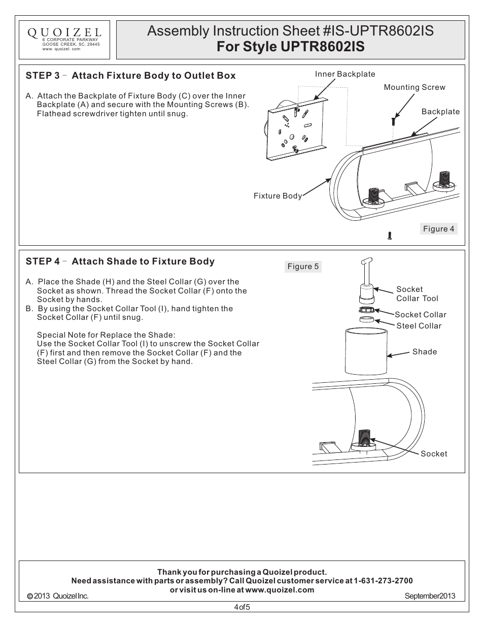 Quoizel UPTR8602IS Uptown Theater Row User Manual | Page 4 / 5