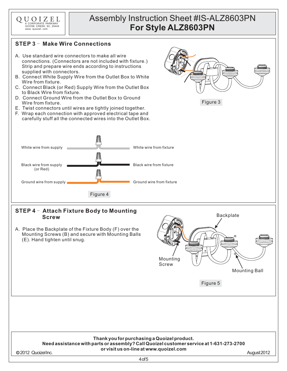 Quoizel ALZ8603PN Aliza User Manual | Page 4 / 5