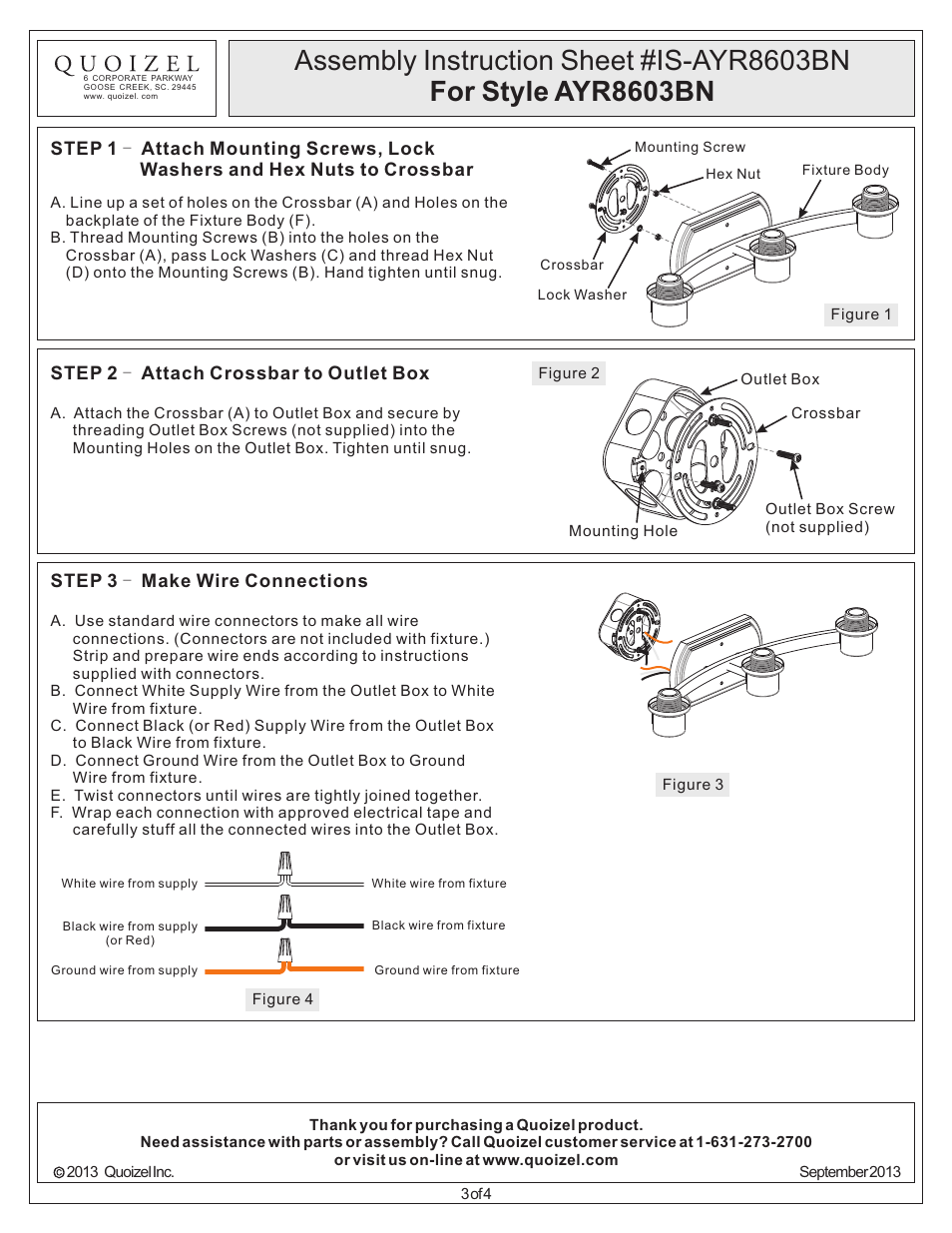 Quoizel AYR8603BN Ayers User Manual | Page 3 / 4