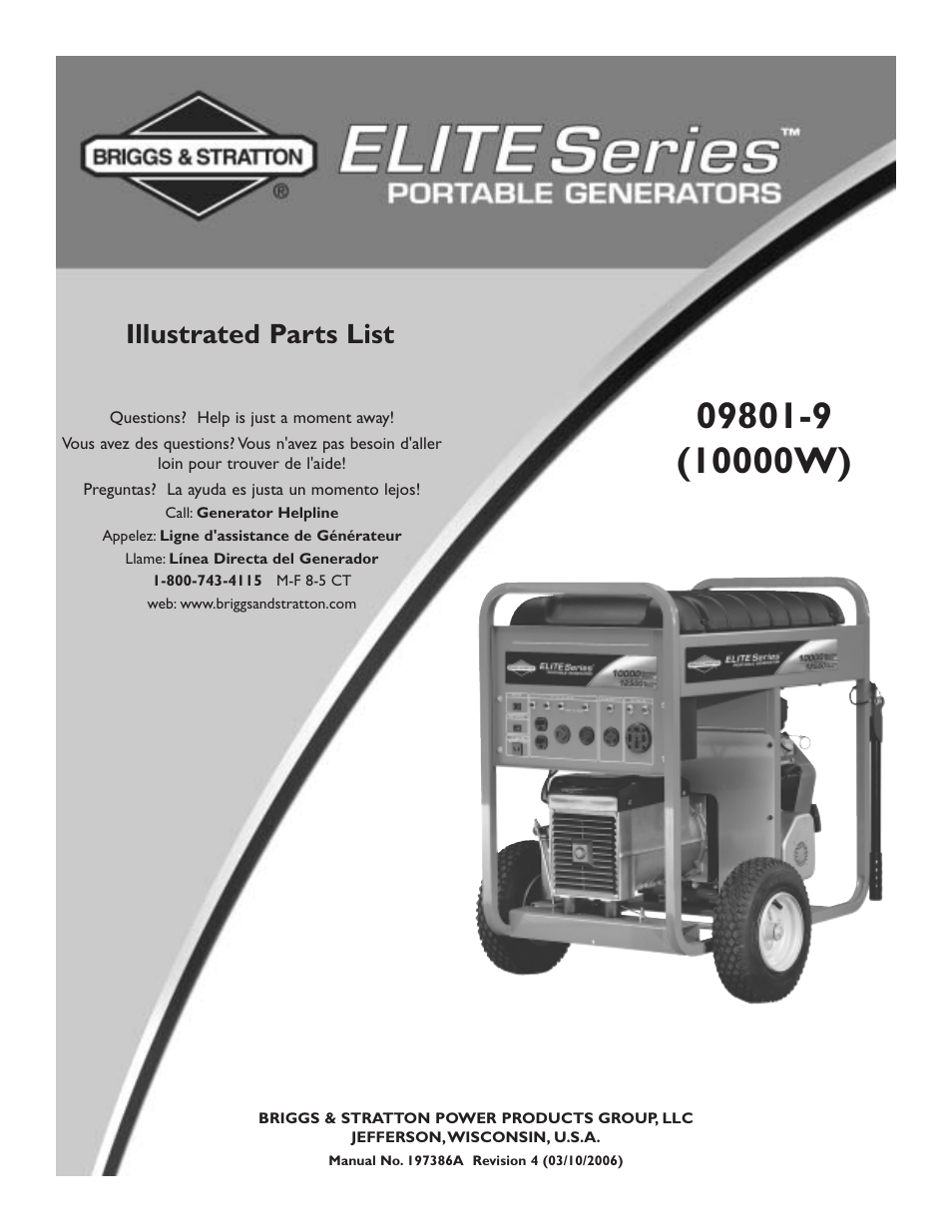 Briggs & Stratton Elite 09801-9 User Manual | 6 pages