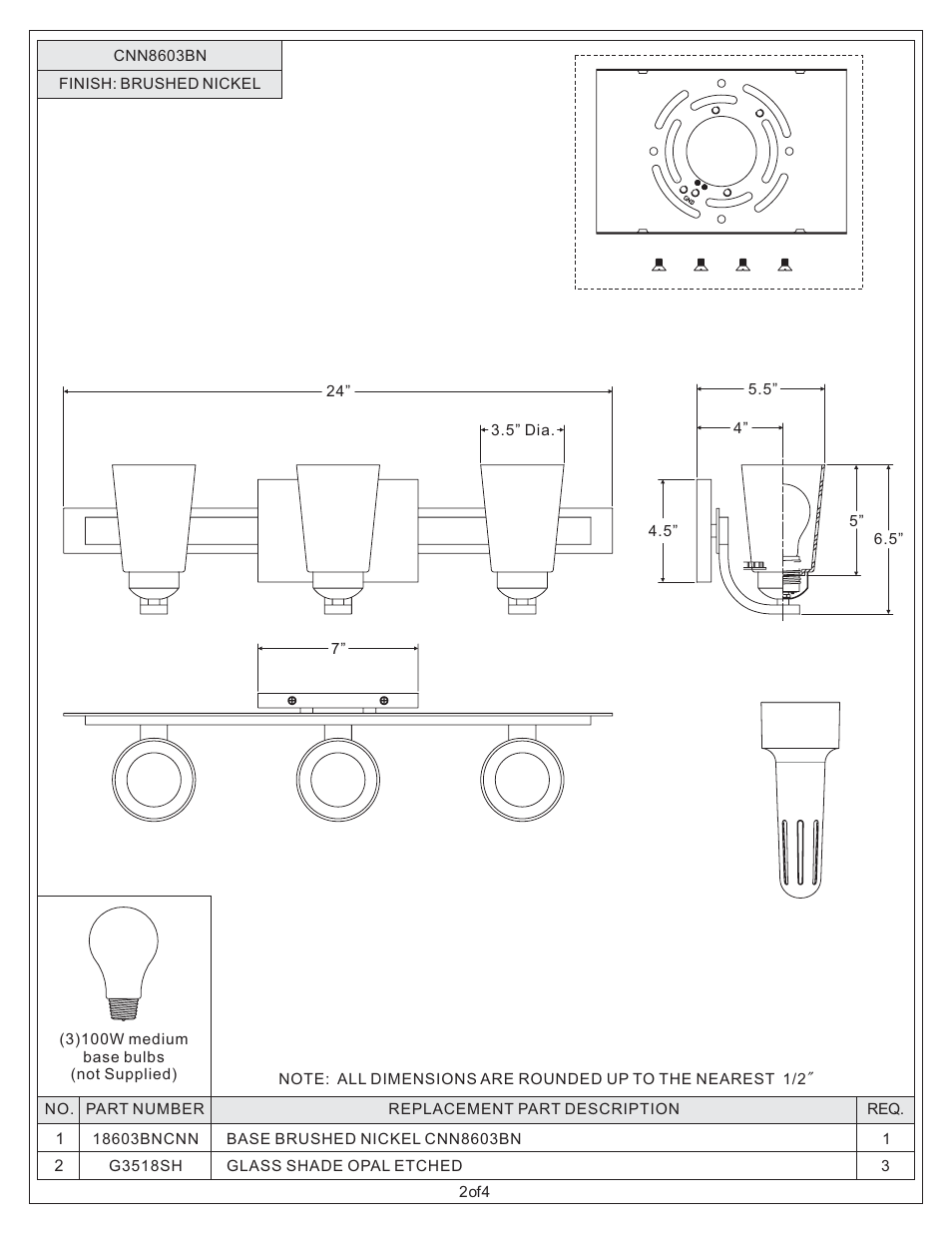 Quoizel CNN8603BN Cannon User Manual | Page 2 / 4