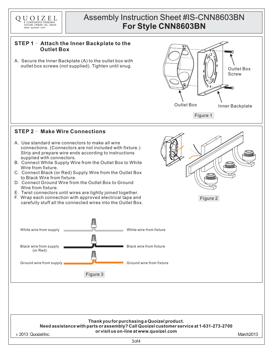 Quoizel CNN8603BN Cannon User Manual | Page 3 / 4