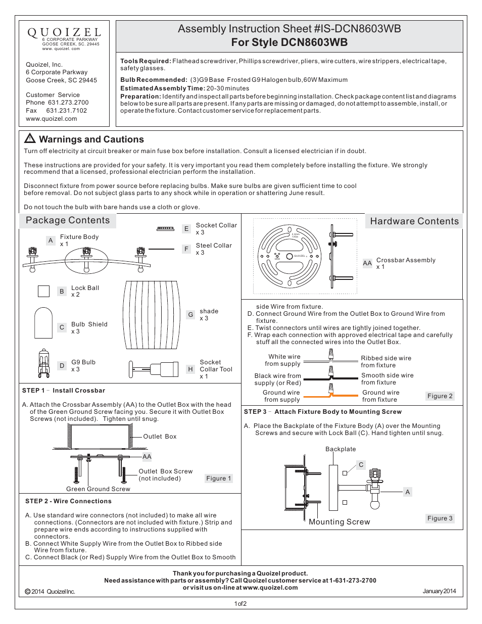 Quoizel DCN8603WB Duncan User Manual | 2 pages