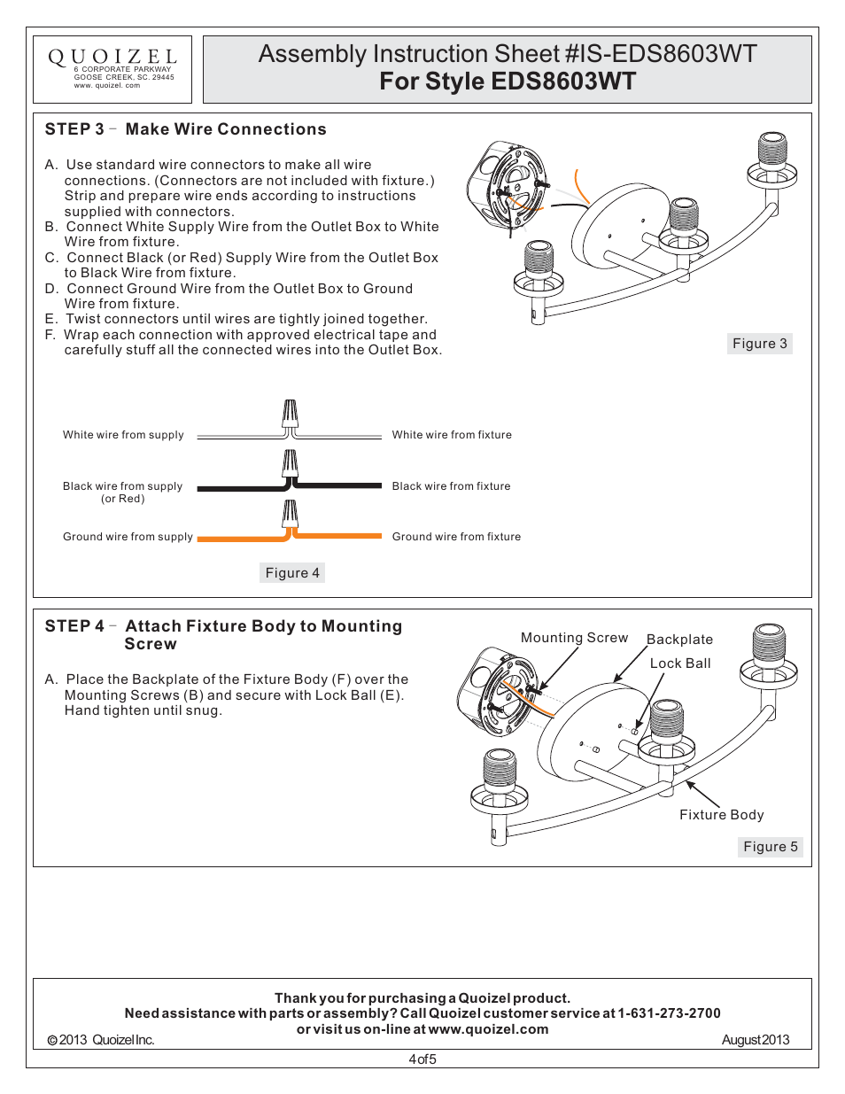 Quoizel EDS8603WT Edison User Manual | Page 4 / 5