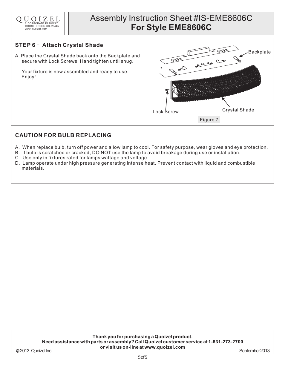 Quoizel EME8606C Evermore User Manual | Page 5 / 5