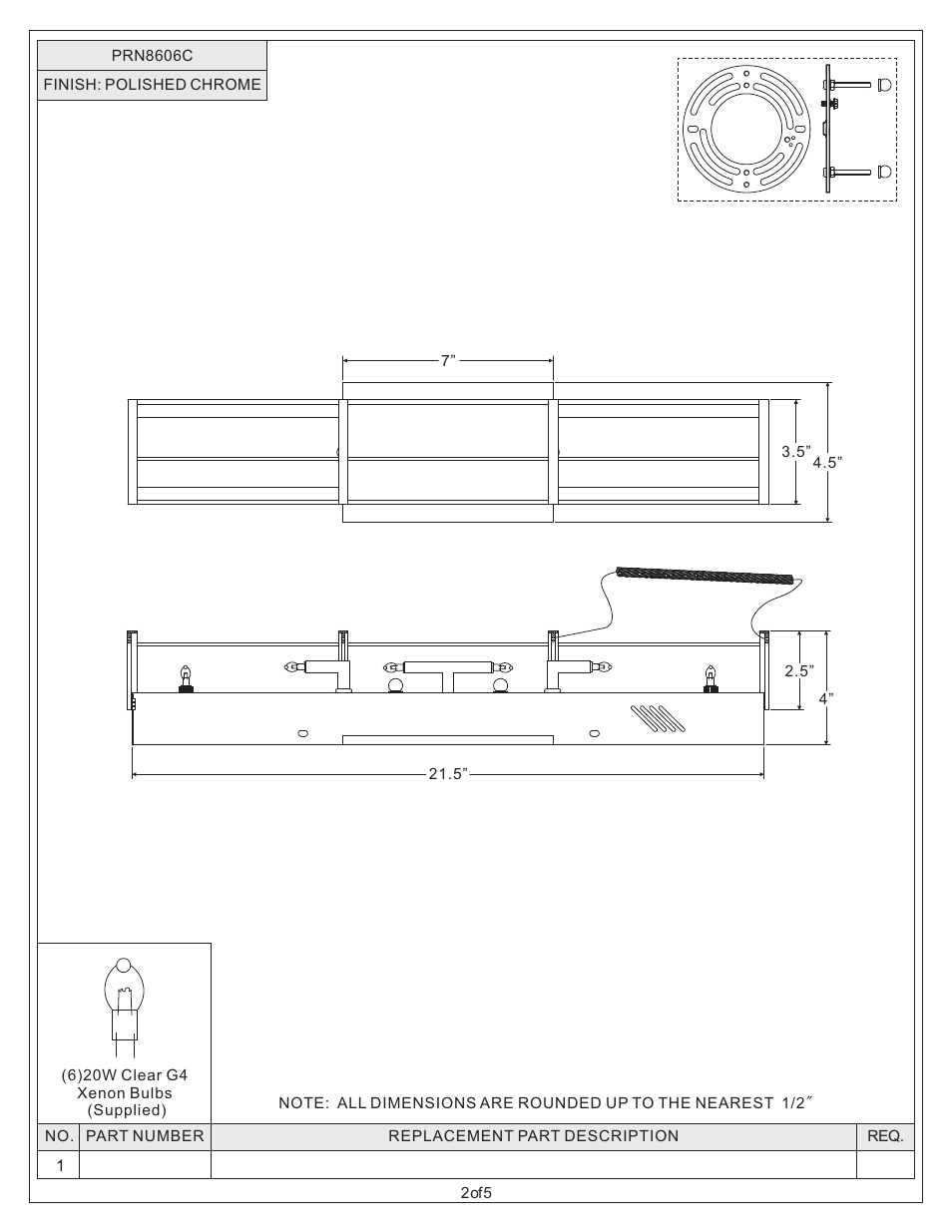 Quoizel PRN8606C Paragon User Manual | Page 2 / 5