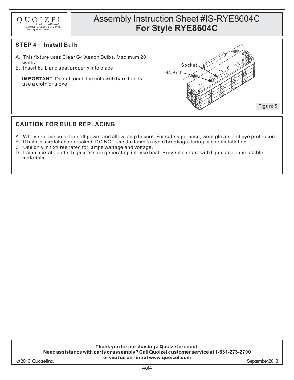 Quoizel RYE8604C Royale User Manual | Page 4 / 4