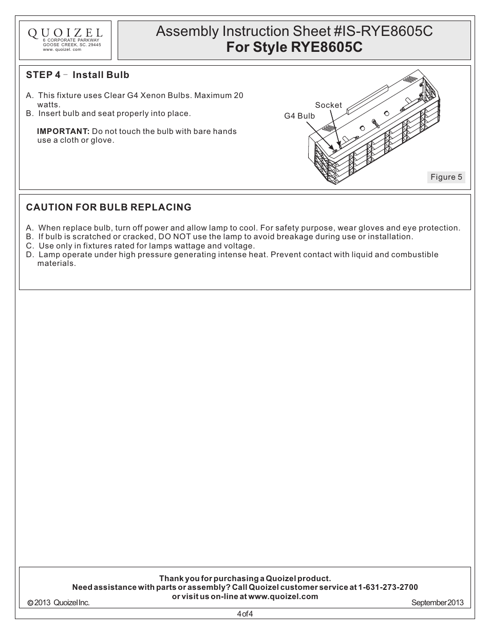 Quoizel RYE8605C Royale User Manual | Page 4 / 4