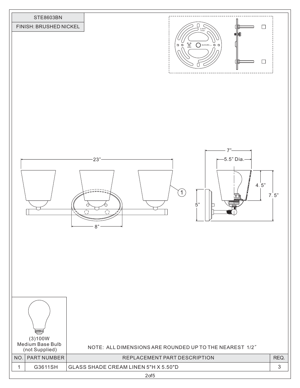 Quoizel STE8603BN Stowe User Manual | Page 2 / 5