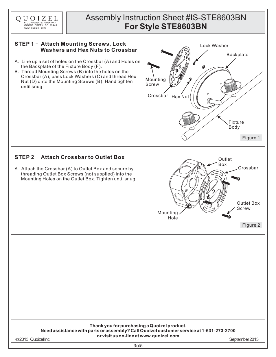 Quoizel STE8603BN Stowe User Manual | Page 3 / 5