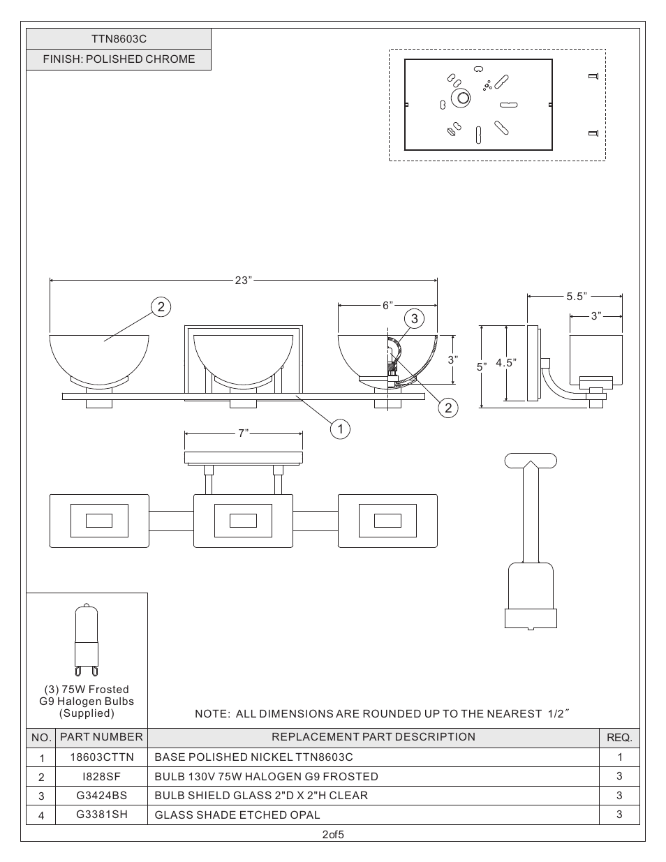 Quoizel TTN8603C Trenton User Manual | Page 2 / 5