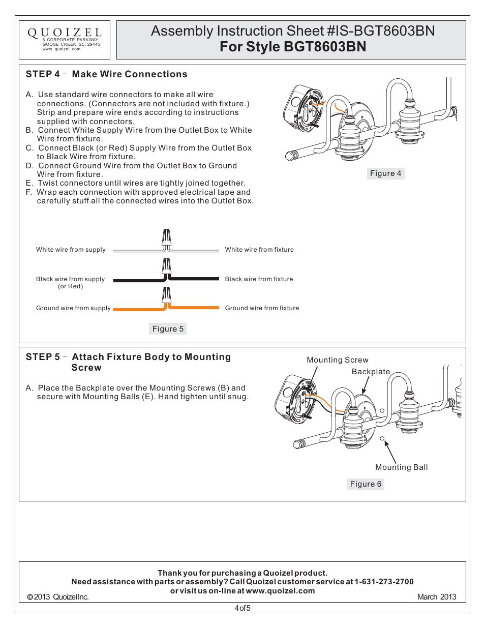 Quoizel BGT8603BN Broadgate User Manual | Page 4 / 5