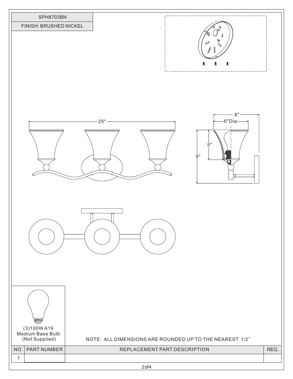 Quoizel SPH8703BN Sophia User Manual | Page 2 / 4
