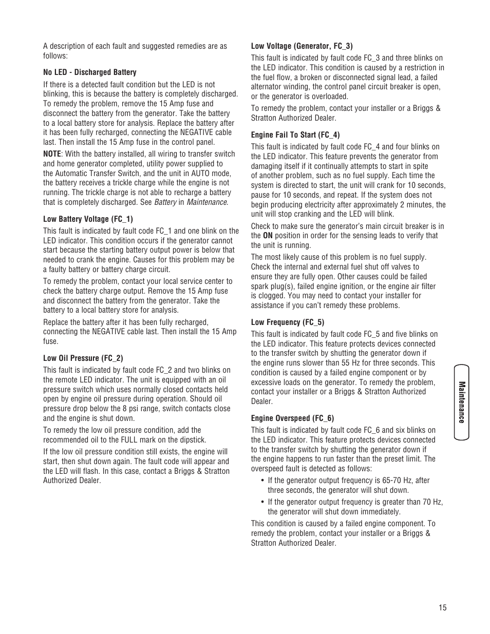 Briggs & Stratton Liquid-Cooled Home Generator System User Manual | Page 15 / 68