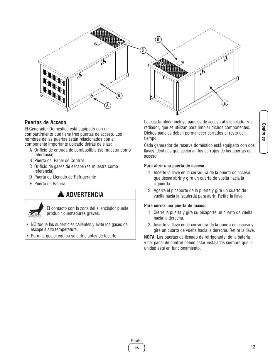 Advertencia | Briggs & Stratton Liquid-Cooled Home Generator System User Manual | Page 35 / 68