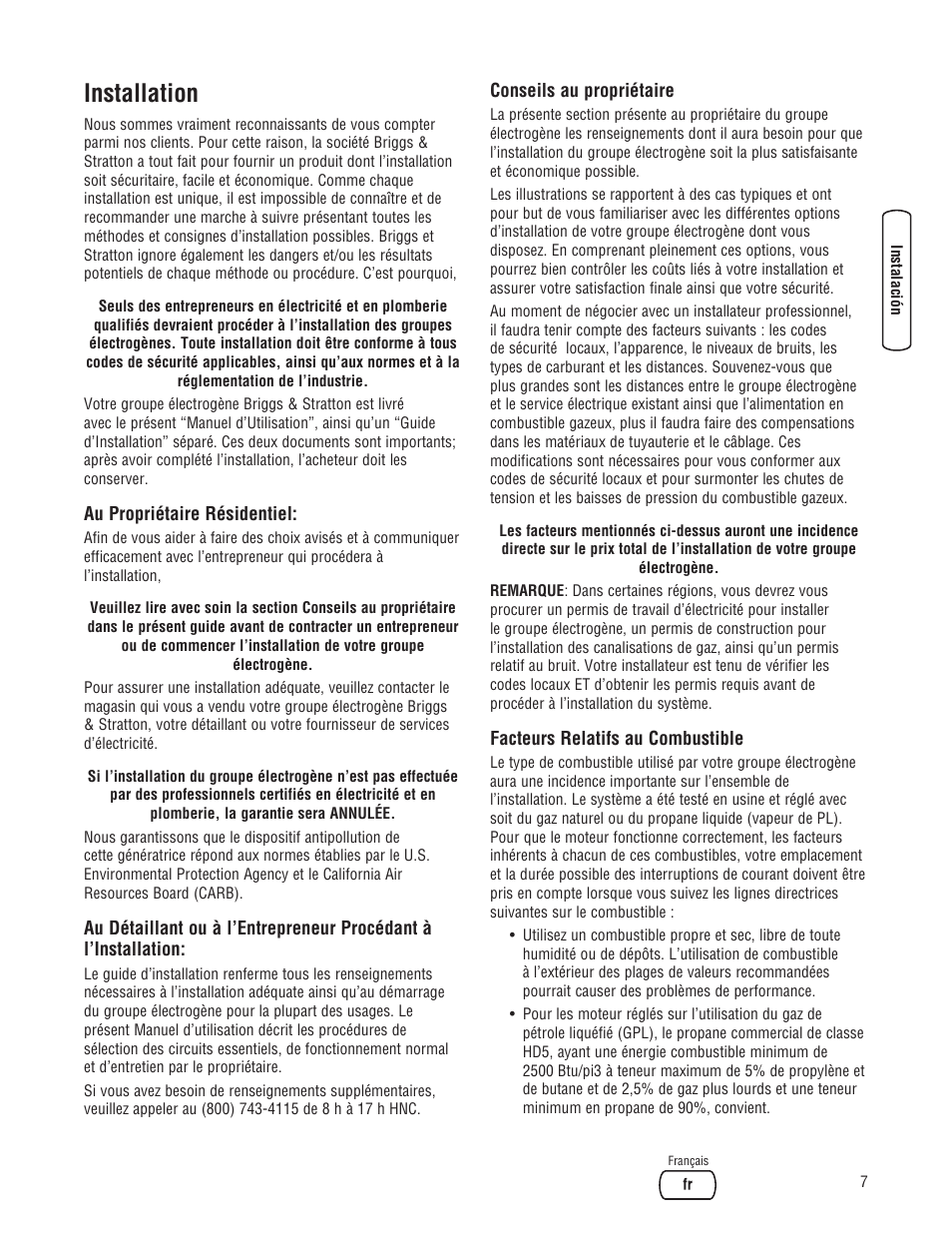 Installation | Briggs & Stratton Liquid-Cooled Home Generator System User Manual | Page 53 / 68