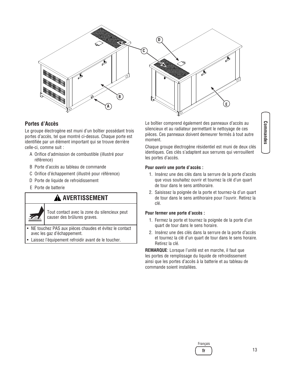 Avertissement | Briggs & Stratton Liquid-Cooled Home Generator System User Manual | Page 59 / 68