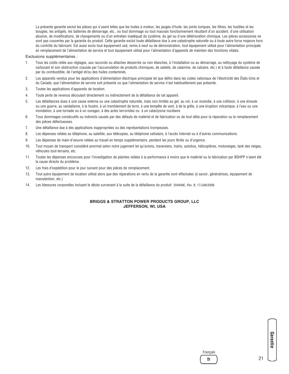 Briggs & Stratton Liquid-Cooled Home Generator System User Manual | Page 67 / 68