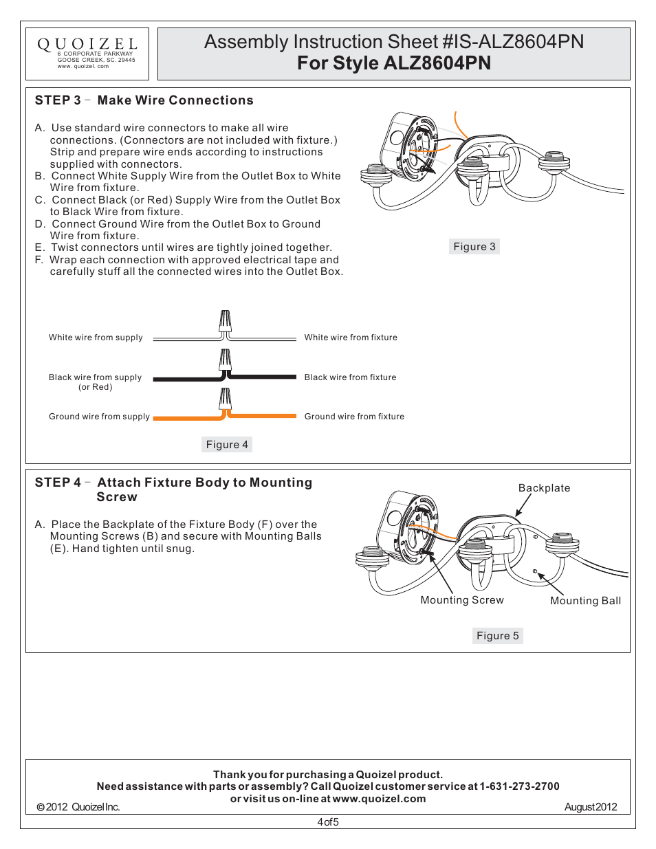 Quoizel ALZ8604PN Aliza User Manual | Page 4 / 5