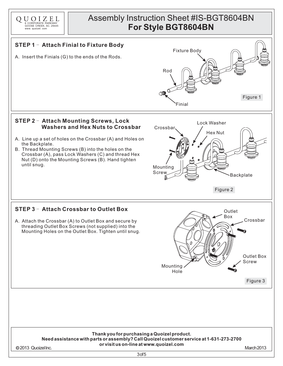 Quoizel BGT8604BN Broadgate User Manual | Page 3 / 5