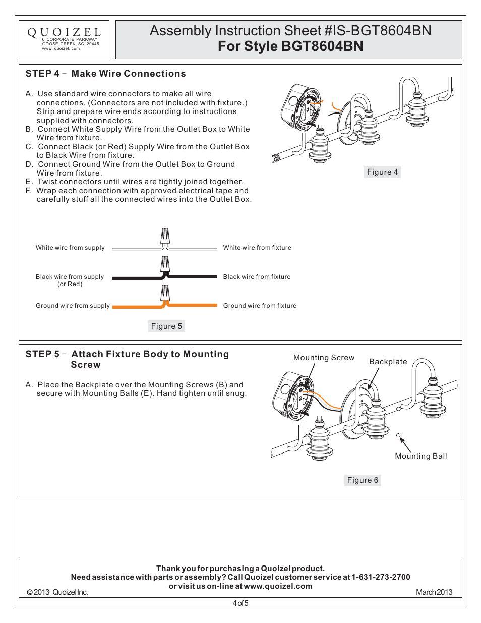 Quoizel BGT8604BN Broadgate User Manual | Page 4 / 5