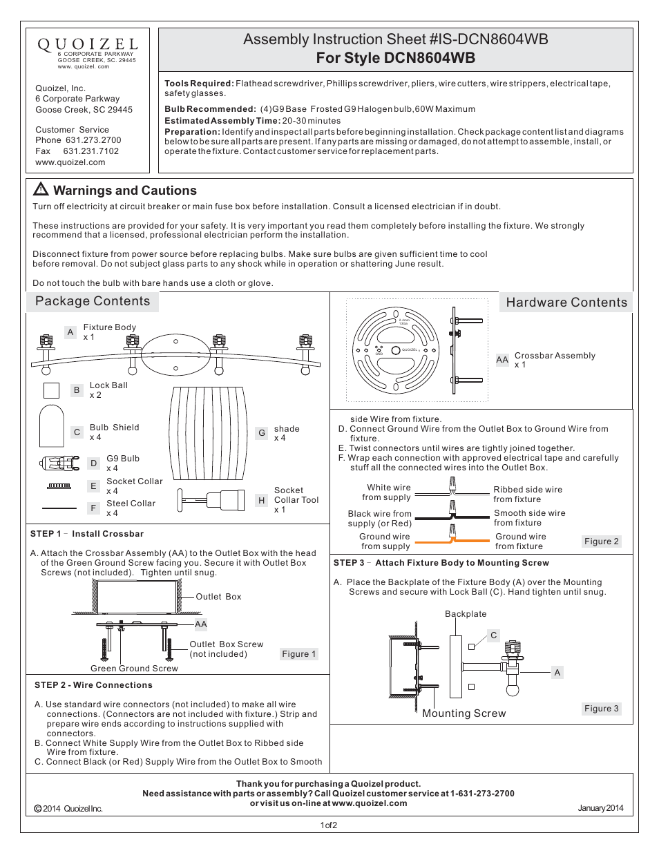 Quoizel DCN8604WB Duncan User Manual | 2 pages