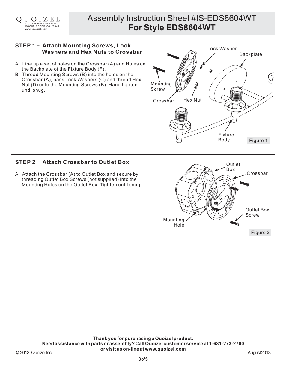 Quoizel EDS8604WT Edison User Manual | Page 3 / 5