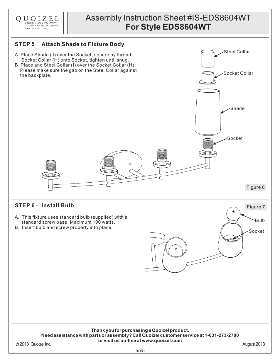 Quoizel EDS8604WT Edison User Manual | Page 5 / 5