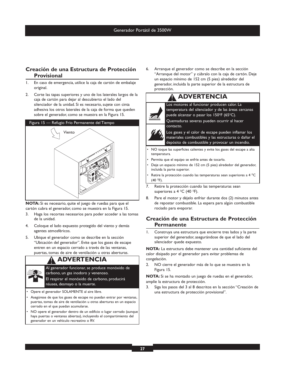 Advertencia | Briggs & Stratton Elite 030208 User Manual | Page 27 / 32