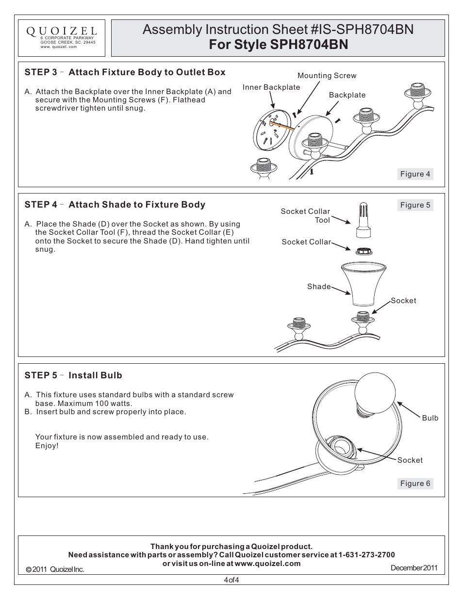 Quoizel SPH8704BN User Manual | Page 4 / 4