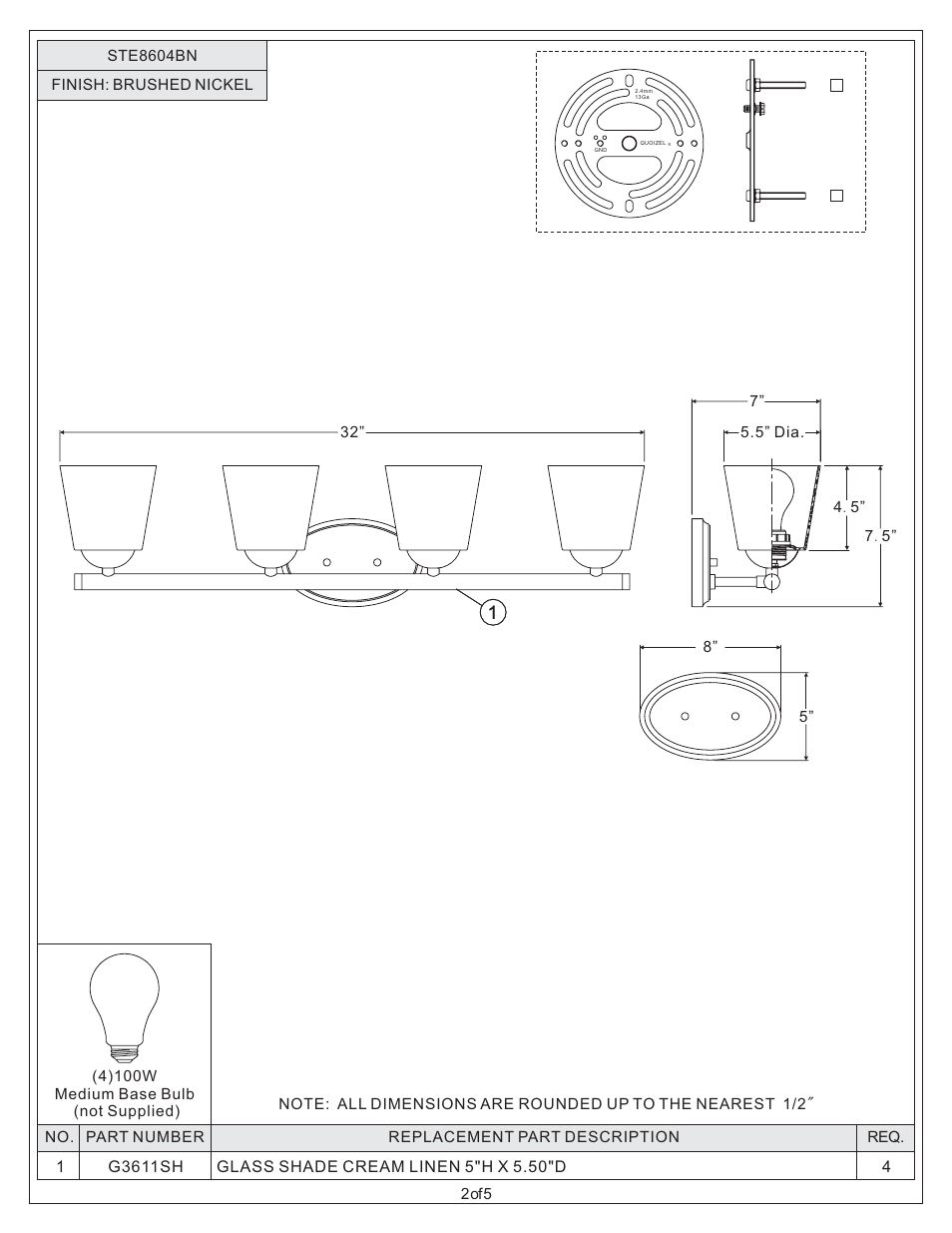 Quoizel STE8604BN Stowe User Manual | Page 2 / 5