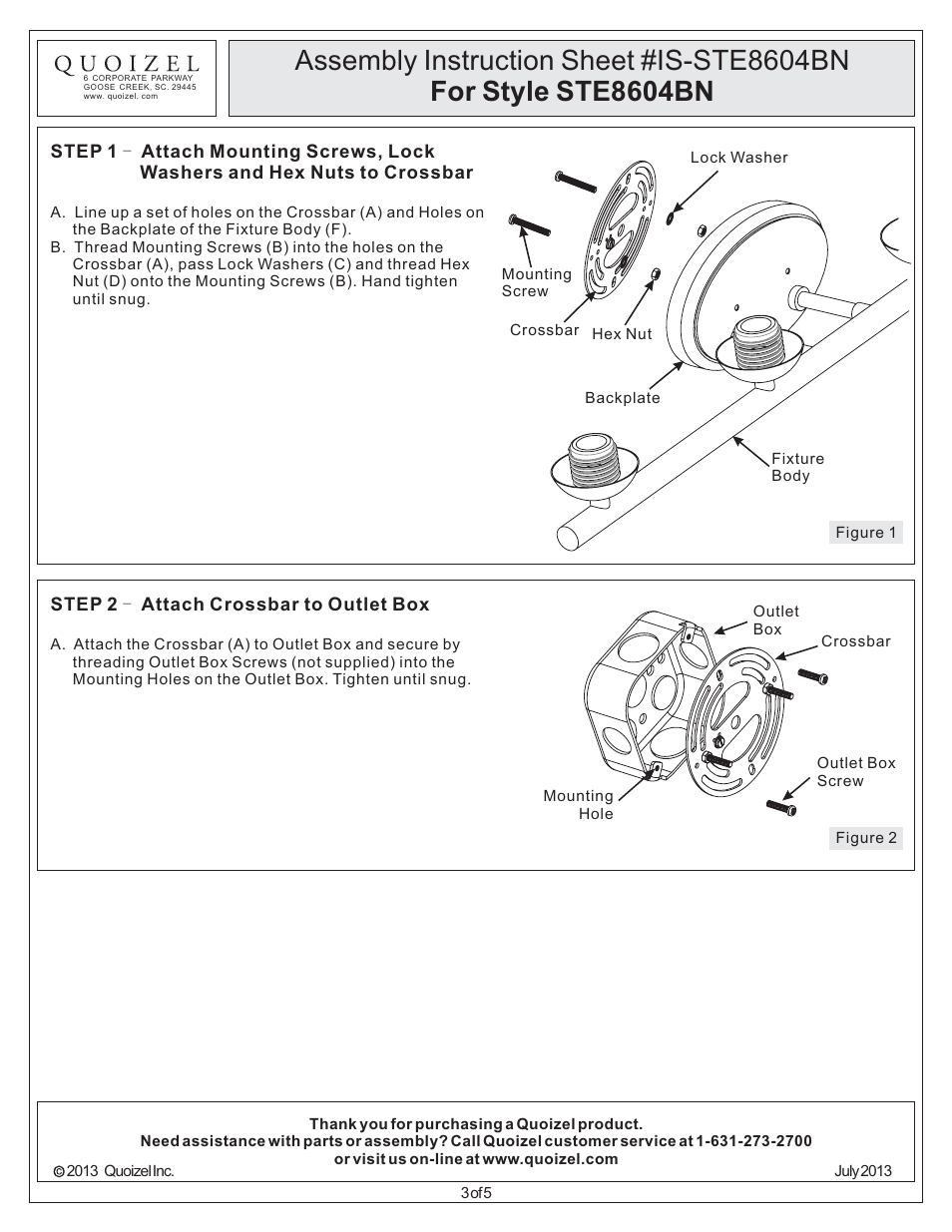 Quoizel STE8604BN Stowe User Manual | Page 3 / 5