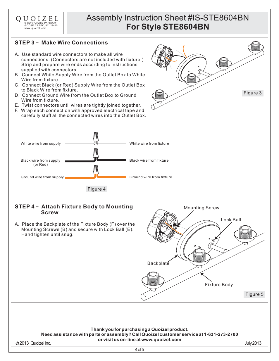 Quoizel STE8604BN Stowe User Manual | Page 4 / 5