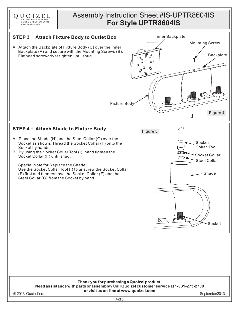 Quoizel UPTR8604IS Uptown Theater Row User Manual | Page 4 / 5