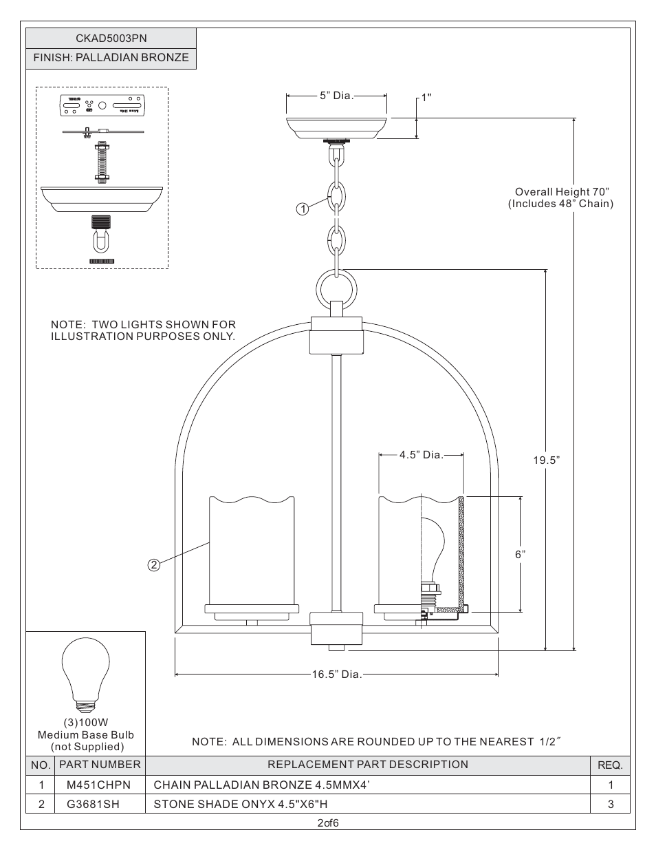 Quoizel CKAD5003PN Aldora User Manual | Page 2 / 6