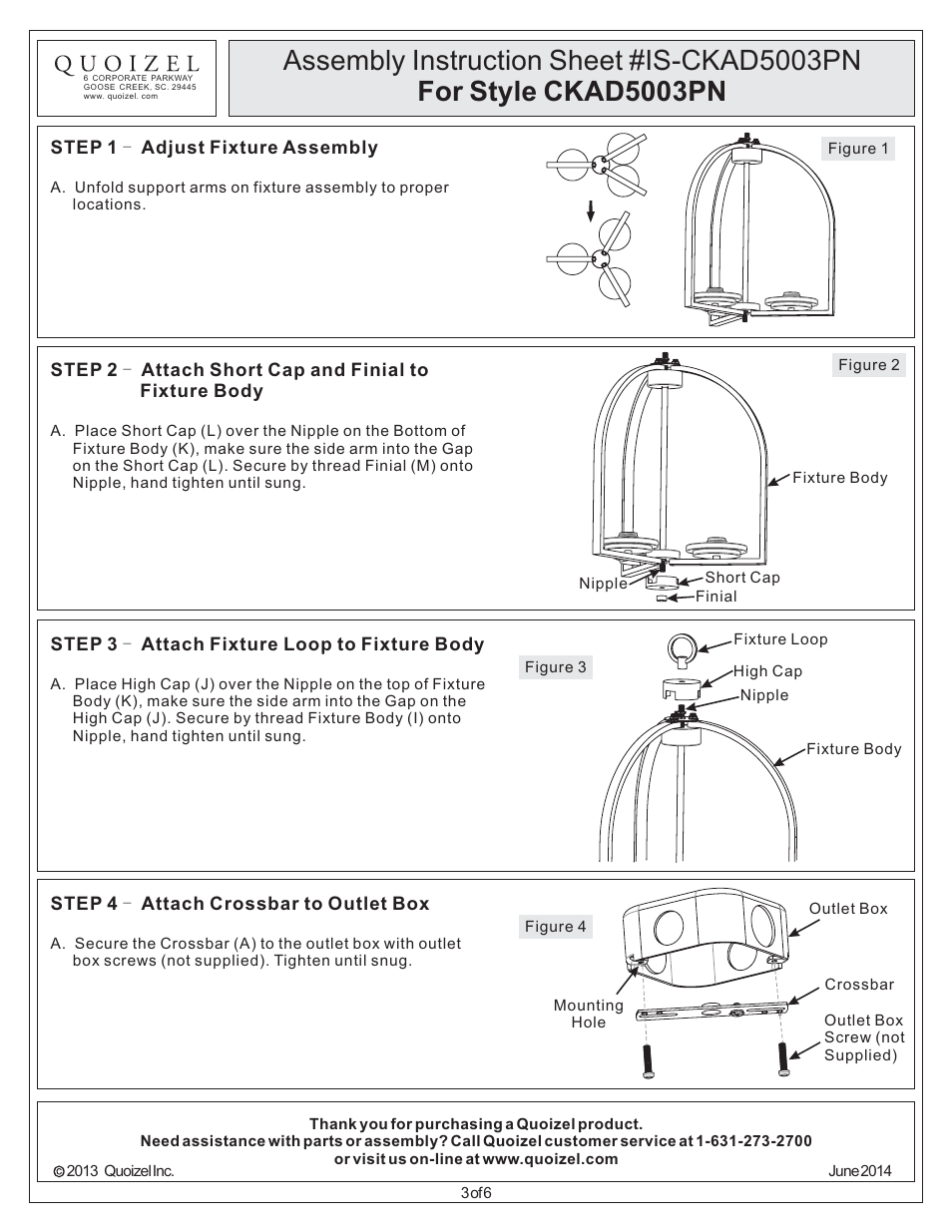 Quoizel CKAD5003PN Aldora User Manual | Page 3 / 6