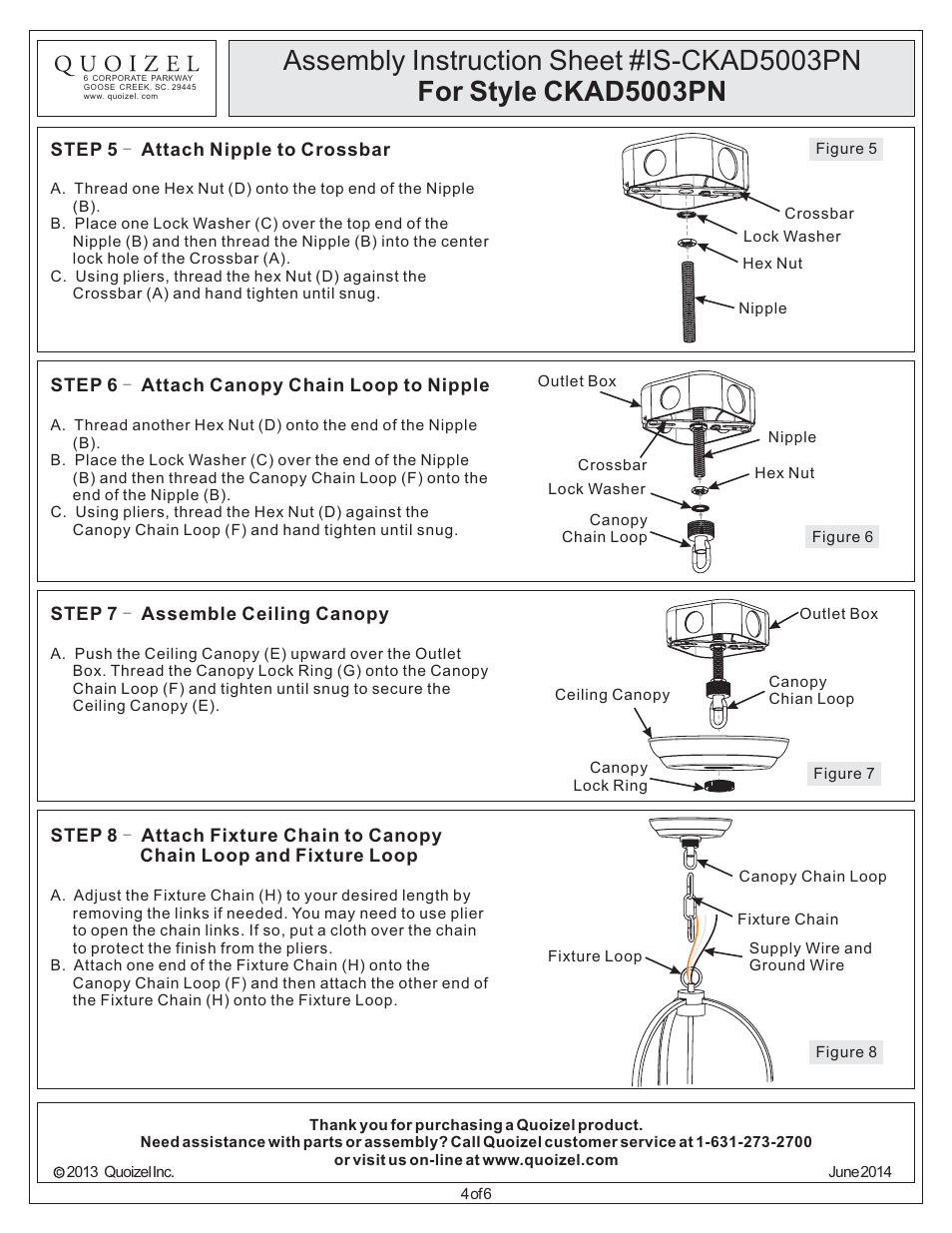 Quoizel CKAD5003PN Aldora User Manual | Page 4 / 6