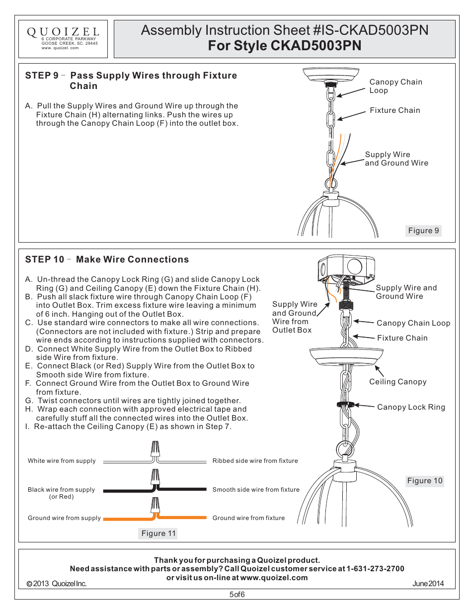 Quoizel CKAD5003PN Aldora User Manual | Page 5 / 6