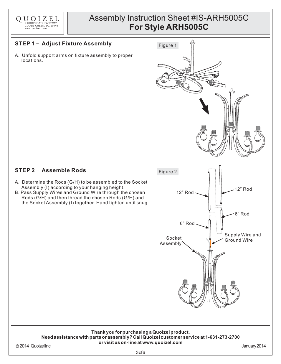 Quoizel ARH5005C Aldrich User Manual | Page 3 / 6