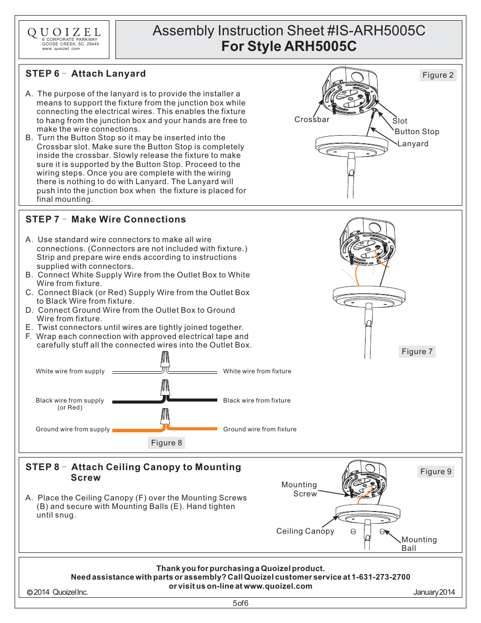 Quoizel ARH5005C Aldrich User Manual | Page 5 / 6